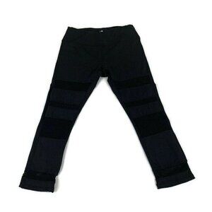 Kyodan Women's S Small Crop Leggings Yoga Pants Mesh Inserts Zipper Pocket Black